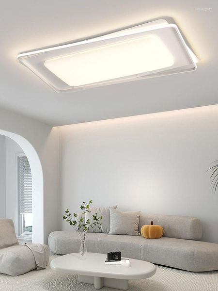 Plafonniers luminaire blanc moderne pour le salon chambre maison rectangle lampe à lustre à LED lumineuse avec télécommande