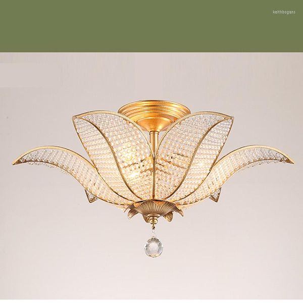 Plafonniers Lampe d'éclairage de nuit moderne cristal doré style américain chambre à coucher salle à manger plaqué or jardin poli