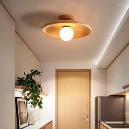 Plafondlichten Noordse gangpad Lamp hout modern minimalistisch hangende veranda Corridor Balkon LED Japanse plafonnier