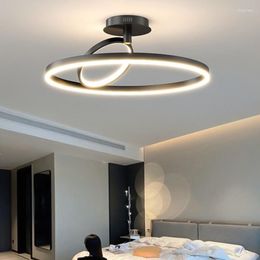 Plafonniers chambre nordique 2 cercles éclairage Led maison moderne déco acrylique intérieur luminaires montés pour la cuisine