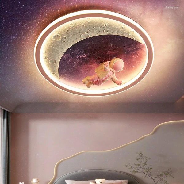 Plafin Lights Nordic Cartoon Light Planet astronaute Resin Iron Art Lampe Bedroom Living Room Study Lamps Enfants Lighting Fixture