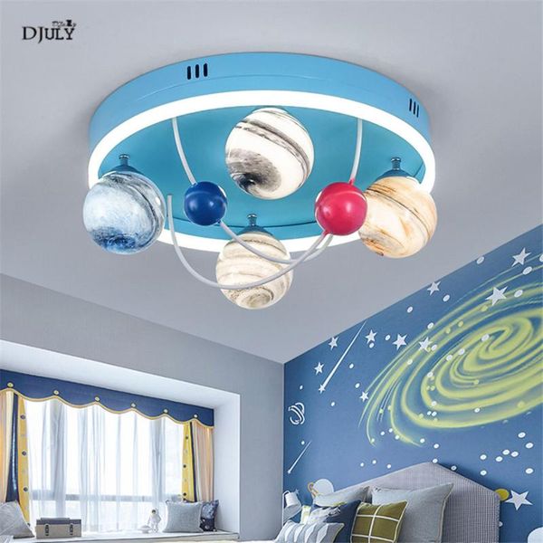 Plafonniers nordique dessin animé planète lampe circulaire pour enfants chambre salon créatif maison luminaire Lustre Suspension