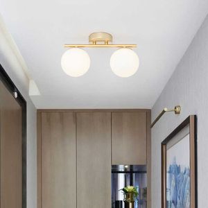 Plafonniers Nordic plafond fer verre lampe couloir simple moderne personnalité créative or entrée vestiaire balcon lumière 0209