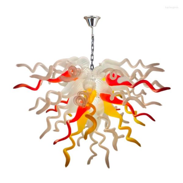Deckenleuchten Nordic Kronleuchter Handgeblasenes Glas Rauchweiß Orange Leuchten für Esszimmer Schlafzimmer Büro Innenstil Luxuslampen