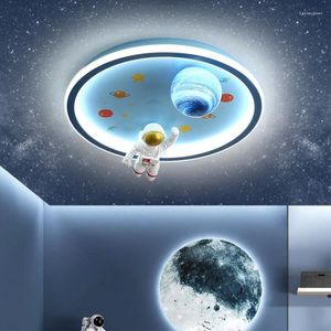Plafondlichten Noordse kinderkamer creatieve astronaut ronde lamp slaapkamer led woondecor lichtarmaturen