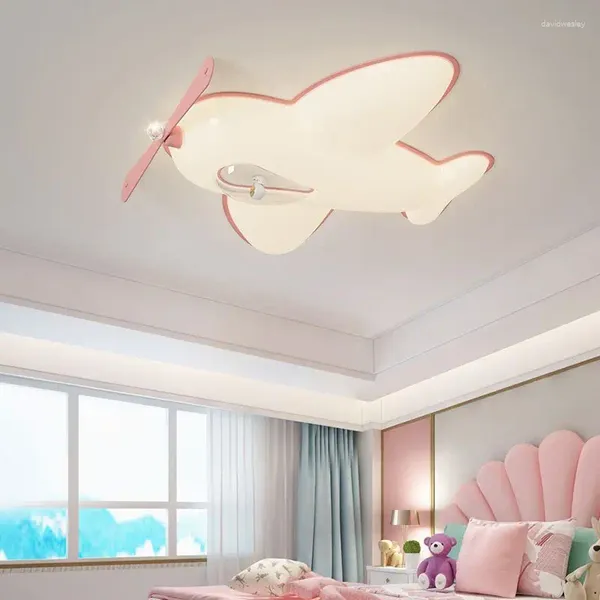 Luces de techo nórdicas para habitación de niños, lámpara de avión bonita, moderna, cálida, romántica, princesa, dormitorio, lámparas LED para niño y niña