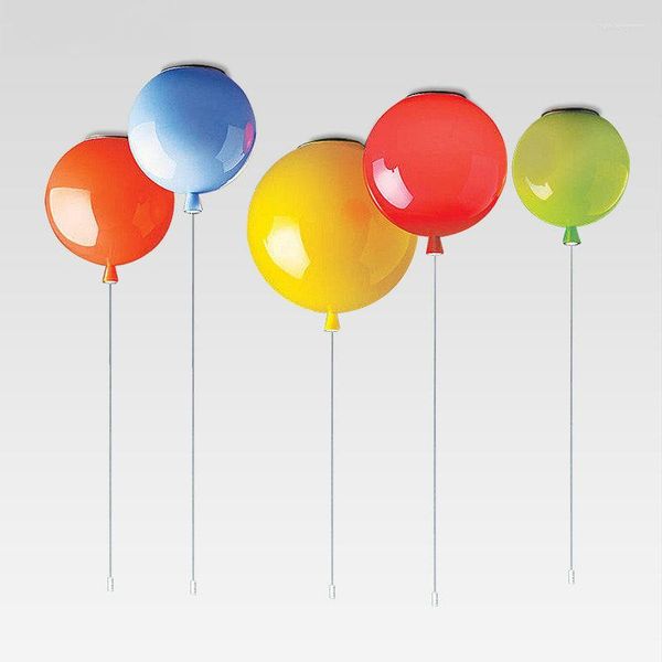 Luces de techo, lámpara de globo de colores nórdicos para sala de estar, decoración de estudio para niños, accesorios de cocina modernos para el hogar E27