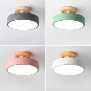 Plafonniers LED en bois coloré nordique lampes modernes salon chambre ronde éclairage intérieur décor à la maison Lampara Techo