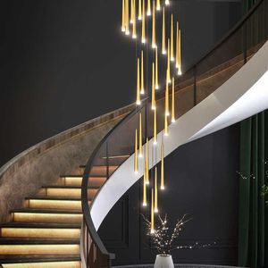 Plafonniers Cône nordique Led lustre design or noir pour escaliers salon chambre lampes suspendues décor à la maison éclairage lustres luminaire 0209