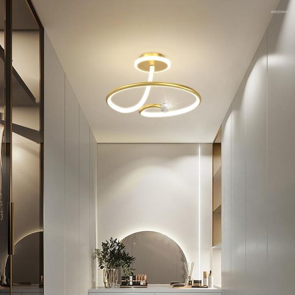 Plafonniers nordique couloir allée balcon lampe moderne lumière luxe créatif anneau encastré Led Simple porche d'entrée