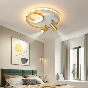 Luces de techo Lámpara de araña negra dorada nórdica para dormitorio Iluminación de sala de estar Luz de control remoto regulable con foco AC 220 V Ceilin