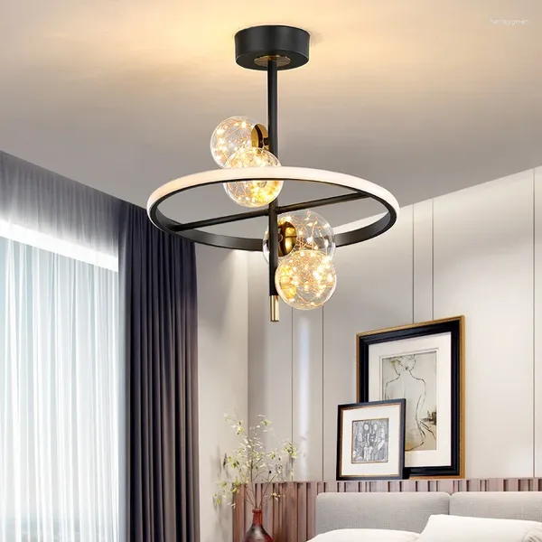 Plafonniers Nordic Gypsophila Foyer Lampe à LED Verre clair Chambre à coucher Salle à manger Montage en surface Anneau rond
