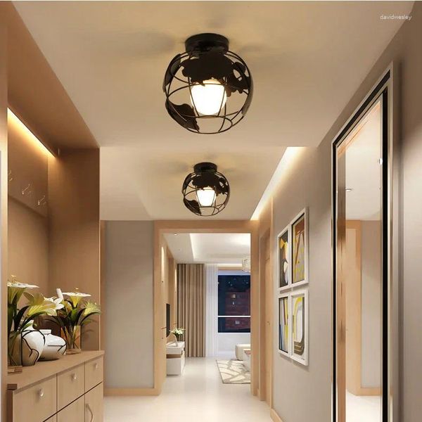 Plafonniers Lampes d'allée en fer nordique Lampe de terre Simple Salon Chambre Couloir Entrée Balcon Montage Style