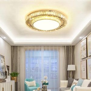 Luces de techo Lámpara nórdica Anillo de cristal de lujo Luz Lustre dorado Regulable Decoración interior Dormitorio Sala de estar Accesorios de iluminación LED