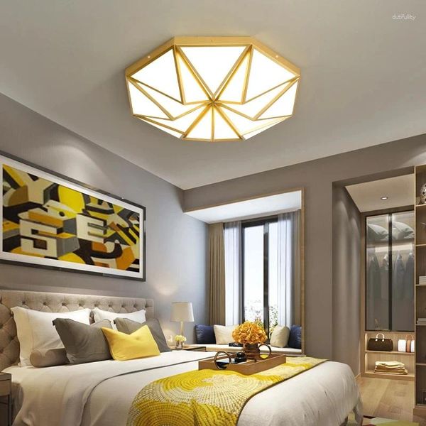 Luces de techo decoración de la sala de la lámpara nórdica estudio de hierro dorado dormitorio principal LED