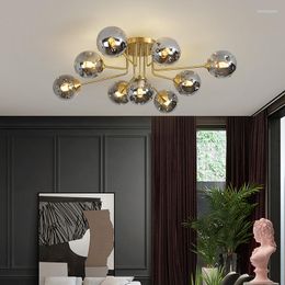 Plafonniers Nordic LED Lustre pour salon chambre cuisine or boule de verre Lustre lampe suspendue décor à la maison luminairesCD