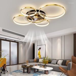 Plafonniers ventilateurs LED nordiques avec pour salon chambre anneaux cercle utilisation de lampe moderne