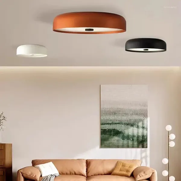 Loucles de plafond LED Nordique Style Drop Parlour Chambre salle à manger LAMPE BLANC NOIR ORANGE MÉTAL ROUNDAGE CHANGABLE