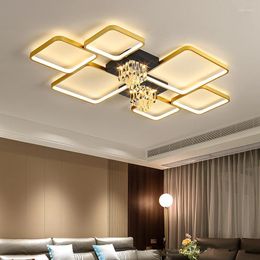 Plafondlampen Noordse LED Square Light Modern Flush Mount Kroonluchter voor woonkamer Slaapkamer Dining Luster Chambre