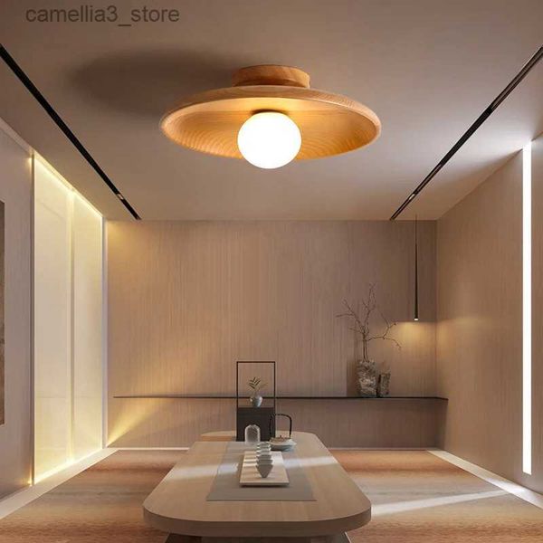 Plafonniers Nordique Led lustre de plafond en bois pour salon plafonnier en bois pour chambre à coucher salle à manger couloir balcon luminaire G9 Q231120