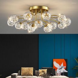 Taklampor Nordic Living Room Svart Guld Lampa LED Mjölk Vit Glaskula Med Kristalldekor Kök Sovrumshänge