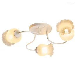 Plafonniers Nordic Laiteux Blanc Style Lampe Médiévale Vintage Fleur Chambre Pastorale Étude Bureau Surface Montée