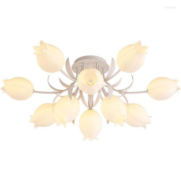 Plafonniers Nordic Milky White Style Lampe Salon Chambre Vert Magnolia Luminaires Pour Celling