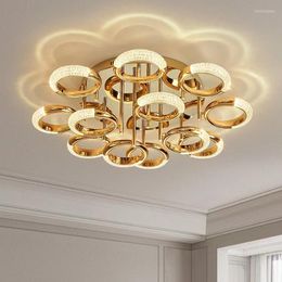 Luces de techo nórdico minimalista dormitorio cabecera sala de estar lámpara LED diseñador restaurante anillo círculo accesorio suspendido
