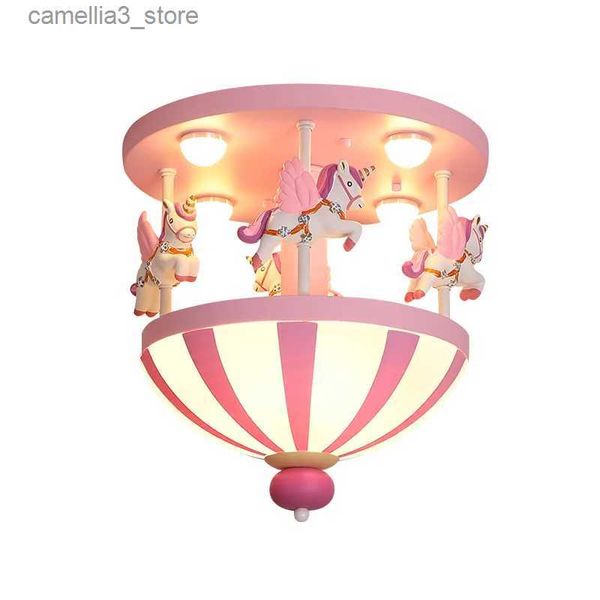 Plafonniers Plafond moderne nordique pour enfants, dessin animé de cirque, chambre de princesse créative, chambres de garçons et de filles décorées avec des luminaires LED Q231120