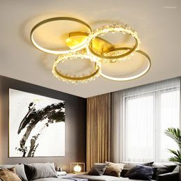 Plafondlampen Scandinavisch modern LED-kristal van toepassing op keuken, woonkamer, restaurant, ijzerkunst, gouden binnenverlichtingsarmatuur