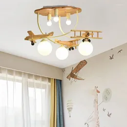 Plafonniers Lampe LED moderne nordique en bois massif, luminaire décoratif d'intérieur, idéal pour une chambre d'enfant, Abajur Para Quarto Infantil Lampara Techo