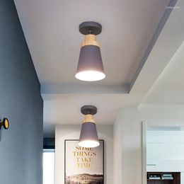 Plafonniers nordique moderne Led lumière bois chambre luminaire lampe pour salon porche Kuchnia