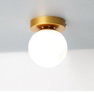 Plafonniers Nordique Moderne Minimaliste Boule De Verre Ronde Lampe Creative Hall D'entrée Allée Couloir Gypsophile Luminaires 90-260V