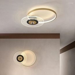 Plafonniers Nordic Ring Master Chambre Lampe LED Salle d'étude Éclairage Or Rond