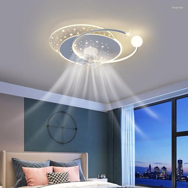 Plafonniers ronds nordiques pour chambre à coucher, ventilateur LED avec lumière, lustre étoilé moderne, salon, salle à manger, étude, lampe de chambre de garçons