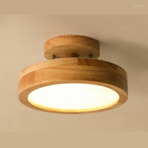 Plafonniers Nordic Simple Lampe LED en bois massif Chambre Salon Étude Couloir Couloir Vestiaire Rond Luminaire Décoratif