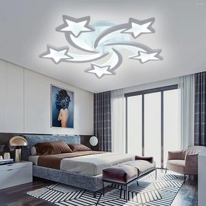 Plafondverlichting Nordic Star Designer Lamp Kinderkamer Slaapkamer Nachtkastje Kroonluchter Met Afstandsbediening Dimmen Home Indoor Decor Glans