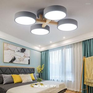 Modern Wood Ceiling Light - Nordic Style LED Chandelier for Bedroom, Living Room