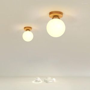 Plafonniers Nordic Wooden Light 12CM Verre Magic Beans Allée E27 Luminaire Salon Chambre Couloir Balcon Décor À La Maison Luminaires