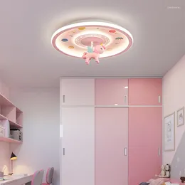 Luzes de teto rosa crianças led luz para quarto estudo crianças bebê azul dos desenhos animados astronauta lâmpada decoração luminárias