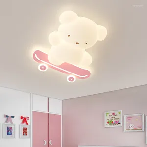 Plafondverlichting roze skateboard beer lichte led kinderkamer lamp cartoon creatief warme kinderkamer jeugd jongens meisjes slaapkamerlampen
