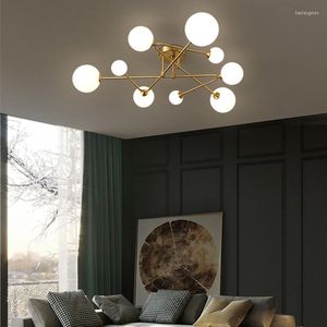 Plafondlampen Postmoderne lamp Noordse ontwerper Glazen bal voor woonkamer Golden Home Kitchen Master Slaapkamer Decor