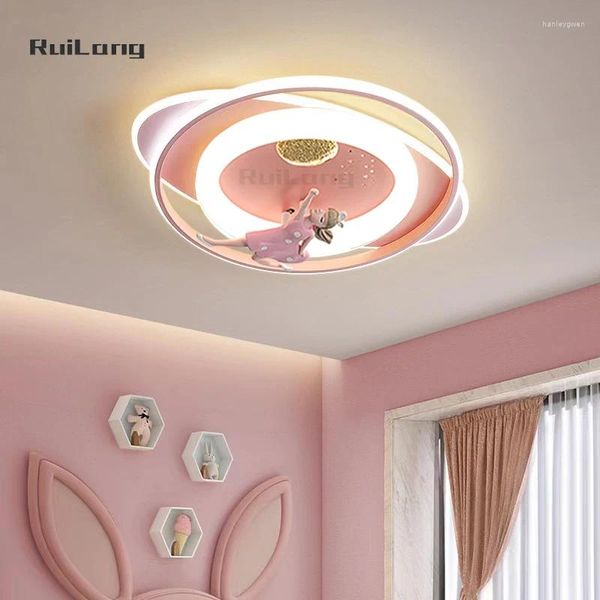 Louleurs de plafond Princess Room Lamp Chandelier Kids Girl Bedroom Study Baby Nursery Pink Deco Cartoon Space Astronaute