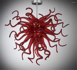 Plafondlampen rood geblazen glazen eetkamer kroonluchter hoge kwaliteit indoor verlichting spoeling mount