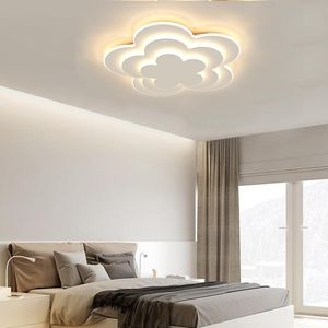 Plafondlampen afstandsbediening Moderne Noordse LED -lamp voor woonkamer slaapkamer dineren kroonluchter witte bloem eenvoudig ontwerplicht