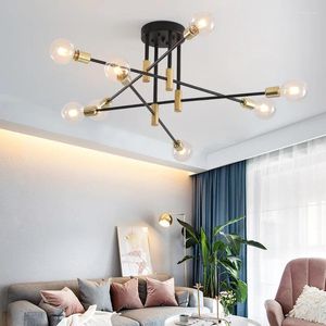 Plafond Loucs Retro Industrial Chandelier Lampe LED en fer forgé E27 Light Living Room Modern Decor Home Lighting Fixture Lampara Techo