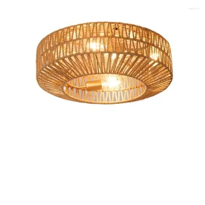 Plafondverlichting Retro Loft Rotan Ventilator Licht Modern Decor Slaapkamerlamp Met Afstandsbediening Vintage Armatuur