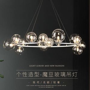 Plafondverlichting Ring Kroonluchter Deco Design Branching Bubbles Suspension Luminaire Postmoderne Lamp voor Dinning Room Zwart en Goud