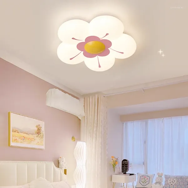 Plafonniers romantique chaud petite fille chambre lampes rose fleur étamines lampe chambre d'enfant princesse décor LED