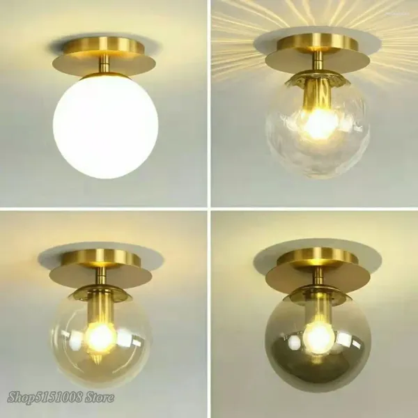 Plafonniers boule ronde lampes en verre moderne pour Restaurant allée couloir balcon décoration luminaires LED de luxe